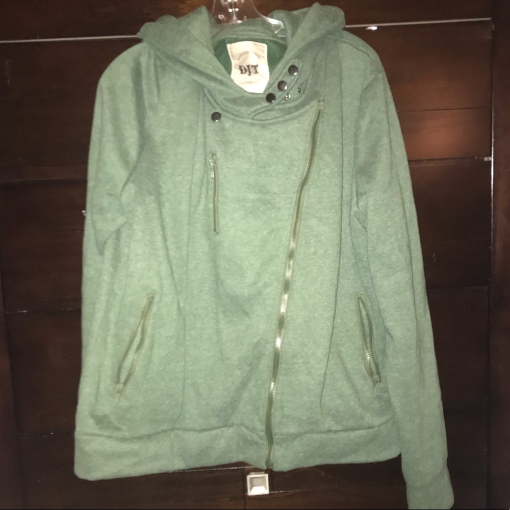 DJT Green Oblique Zippered Hoodie